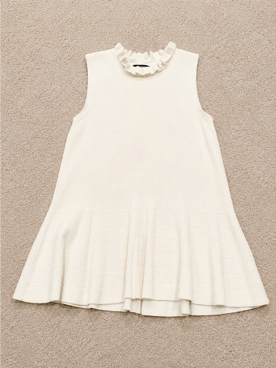 Express Tops - Express Ruffled Neck Sleeveless Knit Top - Cream